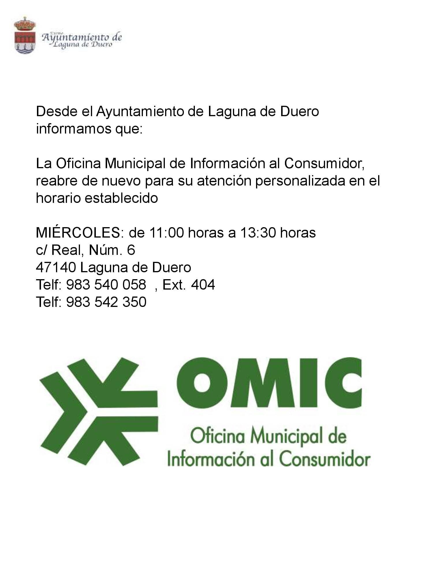 Reapertura de la OMIC - Ayuntamiento de Laguna de Duero