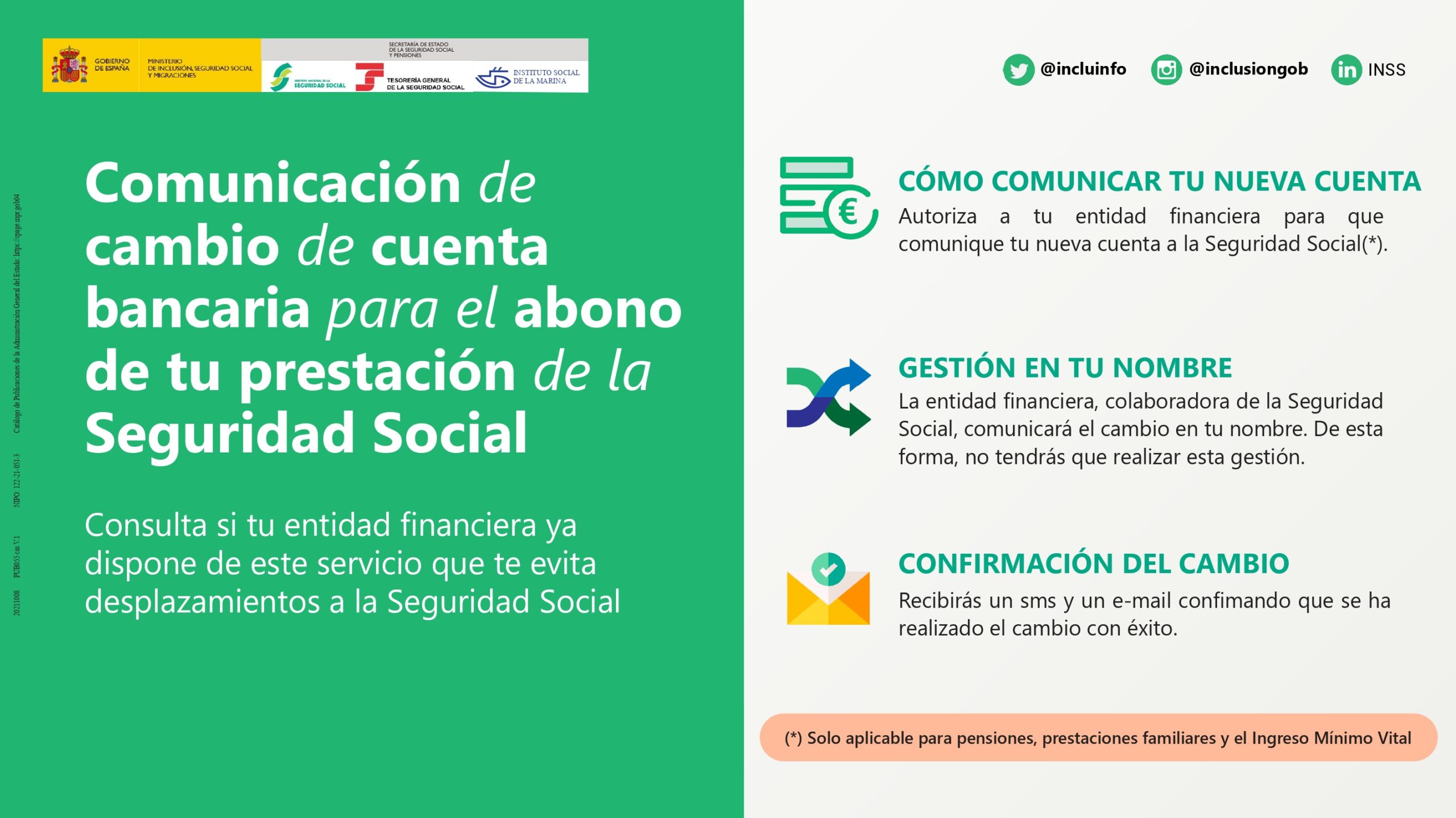 La Seguridad Social simplifica los trámites para el cobro de la pensión si cambias de cuenta o entidad bancaria