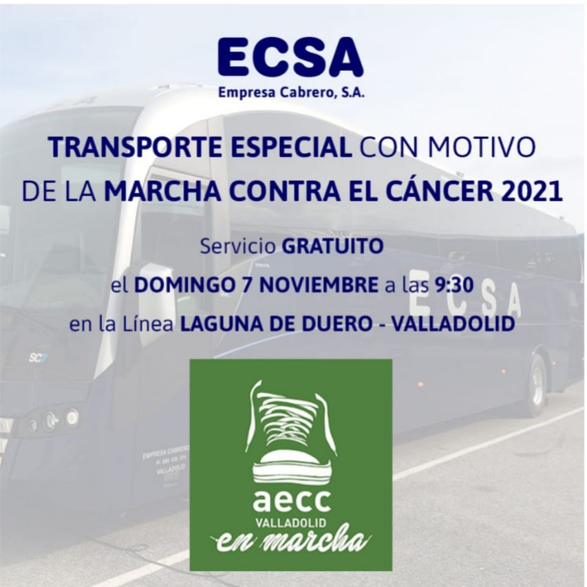 Transporte desde Laguna a Valladolid para la marcha contra el Cáncer