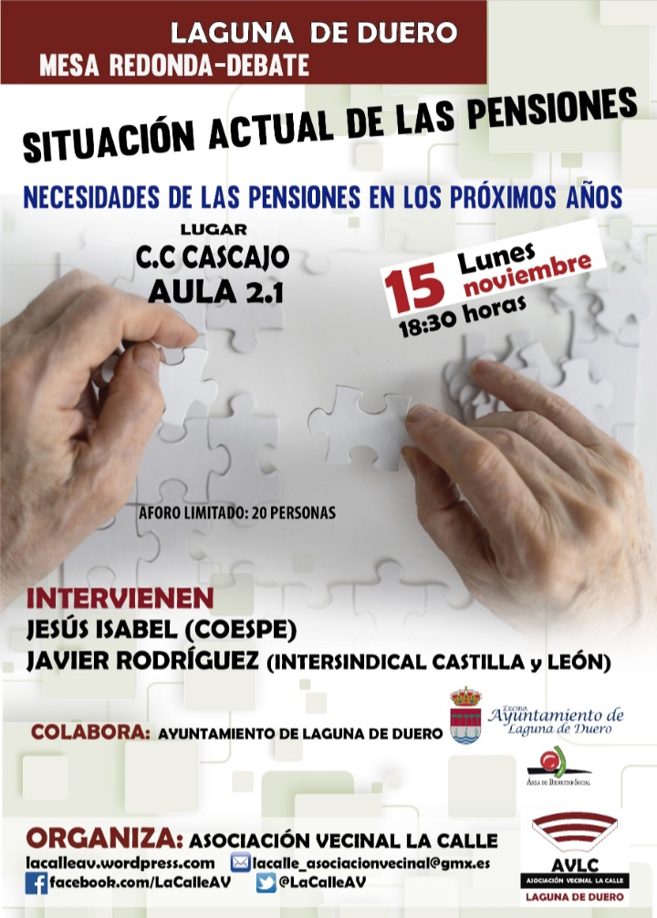La A.V. La Calle organiza una mesa debate sobre la situacióna actual de las pensiones