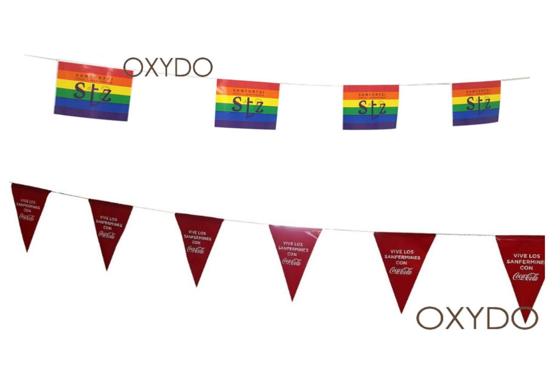 Las banderas y banderines con cuerda para cualquier evento de Oxydo Events & Pro